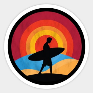 Vintage Sunset Surfing Gift For Surfers Sticker